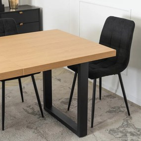Stół Prostokątny Rozkładany EDWIN 160-260 cm Dąb Złoty/Czarny do Jadalni Nowoczesny Loft