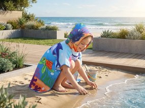 Dzieci poncho SEA WORLD kolorowe Rozmiar: 60 x 120 cm