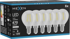 Mexen Vintis 6x żarówka filament LED E14, G45, 4W, Neutralna - 4000K, 470 lm, clear - L156-E14-0427-00x06