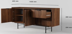 Komoda z szafką i szufladami orzech warmia E0-M80