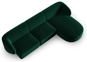 Zielony aksamitny narożnik (prawostronny/z szezlongiem) Paolo – Milo Casa