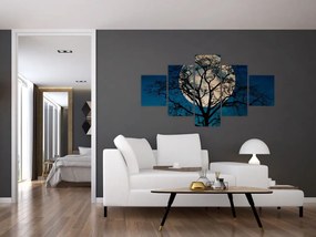 Obraz drzewa z pełnią księżyca (125x70 cm)