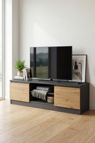 Industrialna Szafka Rtv Antracyt + Dąb Artisan M0-H25