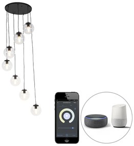 Inteligentna lampa wisząca czarna 7-punktowa z Wifi ST64 - Pallon ArtDeco Oswietlenie wewnetrzne