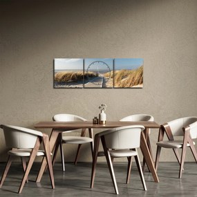 Obraz - Piaszczysta plaża na wyspie Langeoog, Niemcy (z zegarem) (90x30 cm)