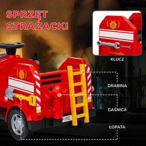 AIYAPLAY Samochód Strażacki, Elektryczny Samochód Dla Dzieci, maks. 3 km/h, Syrena, Światło Błyskowe, Narzędzia, dla Dzieci 3-5 Lat