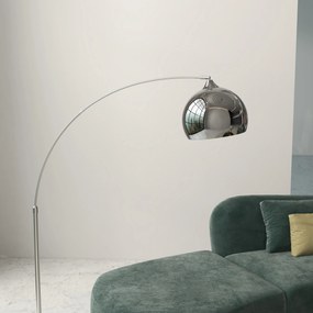 HOMCOM Łukowa lampa stojąca, regulowana, z przełącznikiem nożnym, podstawa imitującą marmur, 170-180cm, Srebrny/Czarny