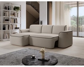 Beżowy narożnik z materiału bouclé (lewostronny/z szezlongiem) Ume – ELTAP