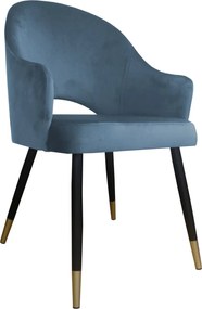 Krzesło Velvet tkanina Welur noga metalowa : Kolor nogi - Czano-złota stożek, Kolor tkaniny - VELVET - BL06, Typ siedziska - Siedzisko stałe
