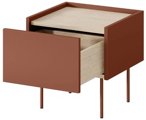 Szafka nocna Desin z szufladą 45 cm - ceramic red / dąb nagano