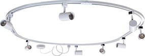 Nowoczesny system oświetlenia szynowego z 8 reflektorami białymi, 1-fazowy, owalny, 200 cm - Iconic Jeana