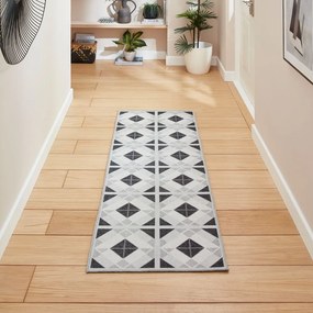 Jasnoszaro-ciemnoszary chodnik odpowiedni do prania 76x230 cm Victoria Light – Think Rugs