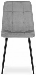 Krzesło aksamitne KARA jasnoszare na czarnych nogach