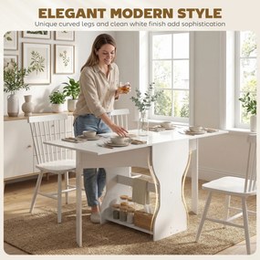 HOMCOM Stół Jadalniany Składany z Miejscem do Przechowywania dla 2-4 Osób, Stół do Małych Pomieszczeń, Jadalnia, 160 x 60 x 75 cm, Biały | Aosom PL