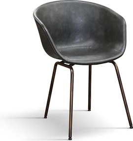 Zestaw 4 krzeseł pokrytych ekoskórą w kolorze antracytowym i czarnymi metalowymi nogami - COPENAGHEN