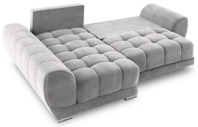 Jasnoszary rozkładany narożnik z aksamitnym obiciem Windsor &amp; Co Sofas Nuage, lewostronny
