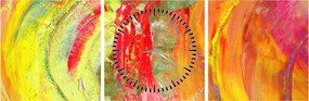 Obraz abstrakcji - malarstwo (z zegarem) (90x30 cm)