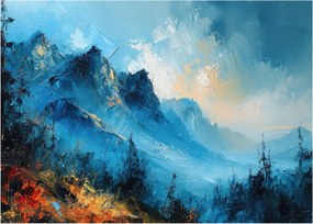 Obraz - Malowanie gór (70x50 cm)