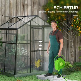 Outsunny Szklarnia z Aluminium Czarna 131x192x203cm | Aosom PL