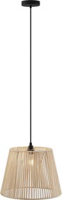 Zewnętrzna lampa wisząca czarna z beżowym abażurem ze sznura IP44 - Cava Jayla
