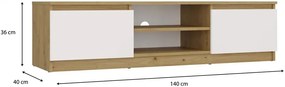 Nowoczesna szafka RTV dąb artisan + biały Amida 3X 140 cm