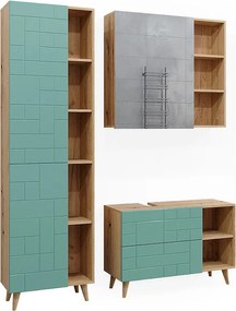 Zestaw mebli łazienkowych miętowa zieleń 90x32x59 rudi