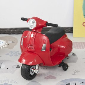 VESPA Elektryczny Motocykl Dla Dzieci Pojazd Elektryczny 3-6 Lat Czerwony Bezpieczna Przygoda | Aosom PL
