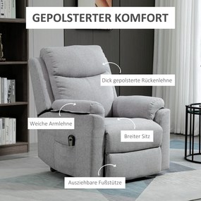 HOMCOM Fotel masujący dla seniorów z funkcją wstawania 83 cm x 89 cm x 102 cm szary | Aosom PL