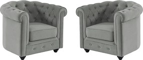 Komplet 2 foteli CHESTERFIELD - Jasnoszary welur
