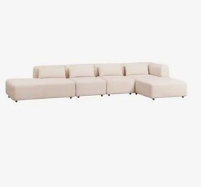 Sofa Modułowy Narożny Prawostronny 4-częściowy Z Szezlongiem Fogler Tkanina Baranek Boucle Kremowy Beż - Sklum