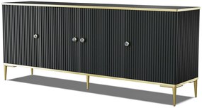 Czarna komoda glamour z lamelami - Olbia 3X