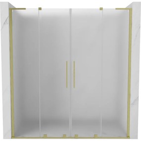 Mexen Velar L Duo drzwi prysznicowe rozsuwane 200 cm, szron, złote szczotkowane - 871-200-003-32-55
