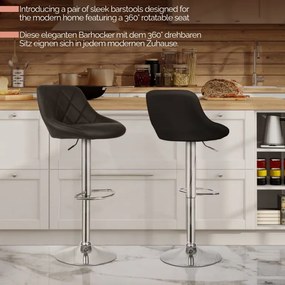 MIADOMODO Krzesło barowe 2szt, bez podłokietnika, czarne