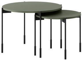 Stolik kawowy Sonatia 45 cm okrągły na metalowych nogach - oliwka