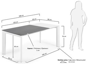 Rozkładany stół z dodatkowym blatem z blatem w dekorze marmuru 80x120 cm Axis – Kave Home