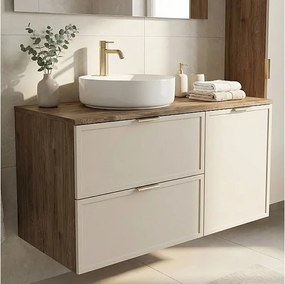 Szafka pod Umywalkę z Koszem na Pranie 100cm Fronty Ramka Dąb Orzech / Kaszmir Roma