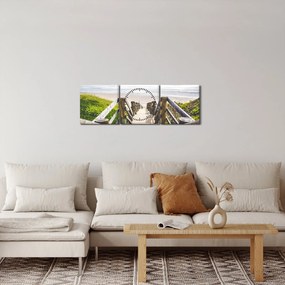 Obraz - Wejście na plażę (z zegarem) (90x30 cm)