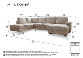 Pomarańczowobrązowy sztruksowy rozkładany narożnik (lewostronny) Lofty Lilly – Miuform