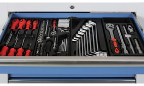 Wózek warsztatowy mobilny na narzędzia EXPERT, 5 szuflad, 645 x 460 x 860 mm, niebieski