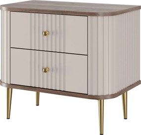 Zestaw szafek nocnych Vesper 56 cm - kaszmir / orzech / złote nogi