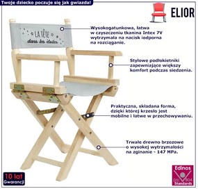 Składane krzesło reżyserskie dla dziecka F0-G17