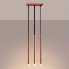 Lampa wisząca nowoczesny Brill, stal - 3 źródło światła 3000K - L.30 x H.94 cm - ochra czerwona