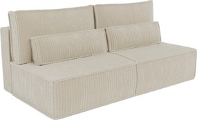 Masseno Sofa LINO z funkcją spania i pojemnikiem na pościel, Rozkładana sofa - Kremowy, TILIA 03