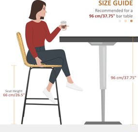 HOMCOM Hokery Barowe 2szt Elegancki Wygląd Rattan z Oparciem Maksymalny Komfort i Nowoczesny Styl Idealne do Kuchni i Salonu | Aosom PL