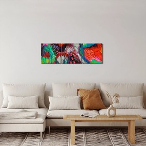 Abstrakcyjny obraz - kolory (z zegarem) (90x30 cm)