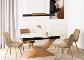 Stół rozkładany Vesta 160-200/90 – elegancki stół z ceramicznym blatem w kolorze białego marmuru