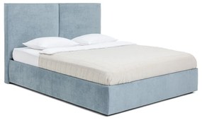 Niebieskie tapicerowane łóżko dwuosobowe ze schowkiem z materacem i stelażem 160x200 cm Thessa Bold – Bonami Selection