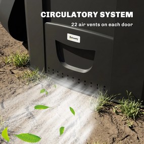 Outsunny Kompostownik Ogrodowy 240L, Trójkątny Pojemnik na Kompost z 3 Drzwiami, Czarny | Aosom PL