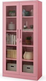 Przeszklona szafa medyczna Amelia Fresh Style 90x40x185 cm pudrowy róż