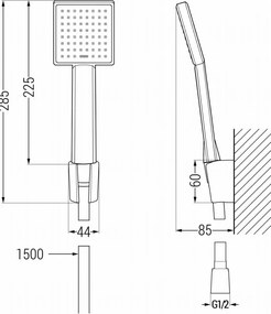 Mexen Uno R45 bateria wannowa z zestawem prysznicowym, czarna - 7143R45-70